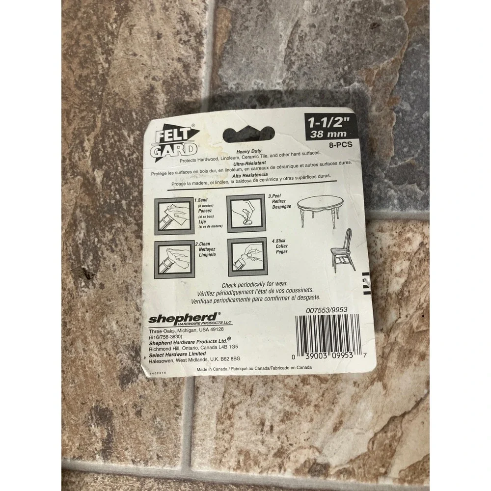 Shepherd Felt Guard Heavy Duty Felt Pads 1-1/2 Inch Round Furniture Floor